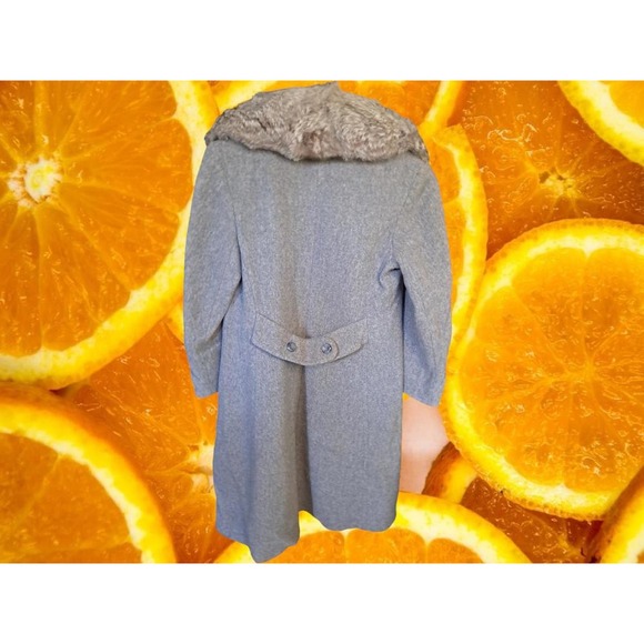 Prime Source Long Double Breasted Wool Coat with Faux‎ Fur Collar - Picture 7 of 9